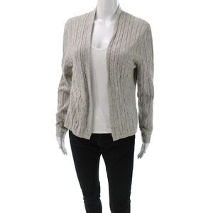 Lulu Bravo Womens Cashmere V-Neck Cardigan Gray Long Sleeve Size M